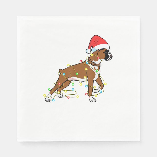Servilleta De Papel Navidades iluminan obsequio de boxeo de perro de m (Anverso)