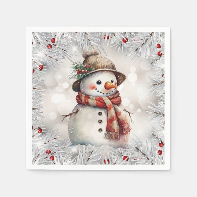 Servilleta De Papel Navidades inteligentes Snowman (Anverso)