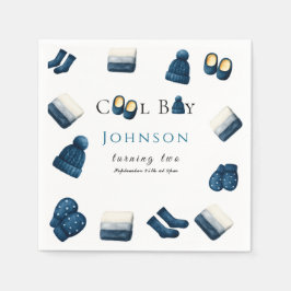 Servilleta De Papel navidades invierno cálido muchacho que cumple dos