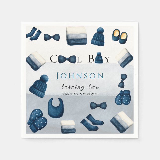 Servilleta De Papel navidades invierno cálido muchacho que cumple dos  (Anverso)