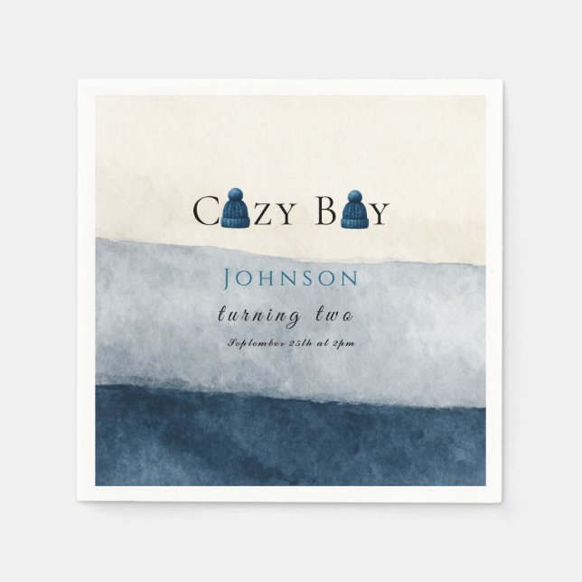 Servilleta De Papel navidades invierno cálido muchacho que cumple dos  (Anverso)