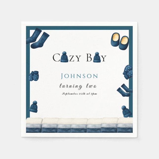 Servilleta De Papel navidades invierno cálido muchacho que cumple dos  (Anverso)