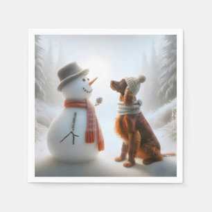 Servilleta De Papel Navidades irlandeses sentados con hombre de nieve