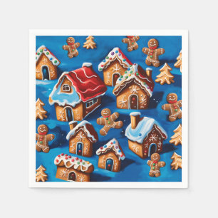 Servilleta De Papel Navidades jengibre Cookies Casas árboles Holiday d