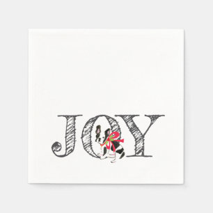 Servilleta De Papel Navidades JOY Frenchie Dog Holly Bow Festive