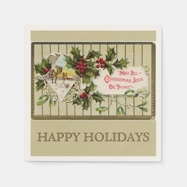 Servilleta De Papel Navidades Joy Happy Holidays (Anverso)