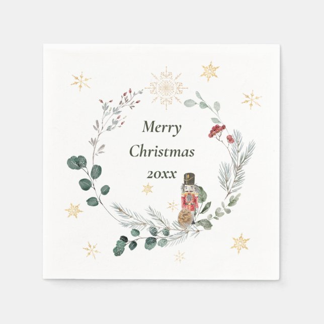 Servilleta De Papel Navidades lindos botánicos de la acuarela de nutcr (Anverso)
