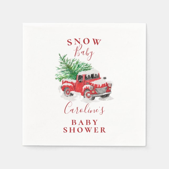 Servilleta De Papel Navidades Little Red Truck Baby Shower Napkins (Anverso)