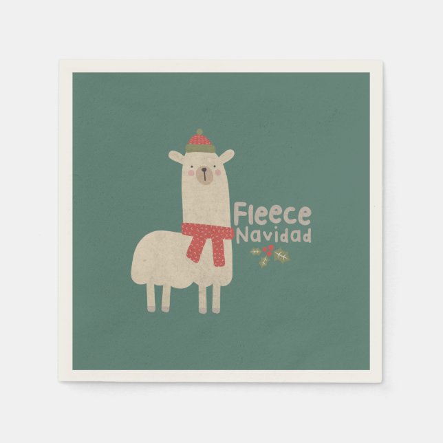 Servilleta De Papel Navidades Llama Pun: Fleece Navidad (Anverso)