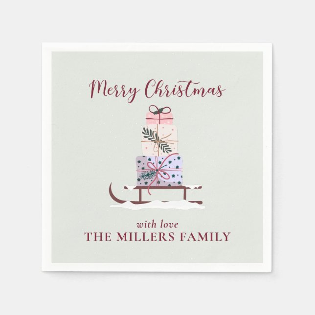 Servilleta De Papel Navidades llenos de regalos, verde claro (Anverso)