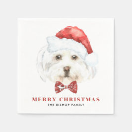 Servilleta De Papel Navidades malteses de perros con color de agua dul