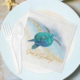 Servilleta De Papel Navidades Mares y Saludos de Tortugas Marinas