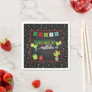 Servilleta De Papel Navidades Margaritas y Mistletoe Fiesta Napkin