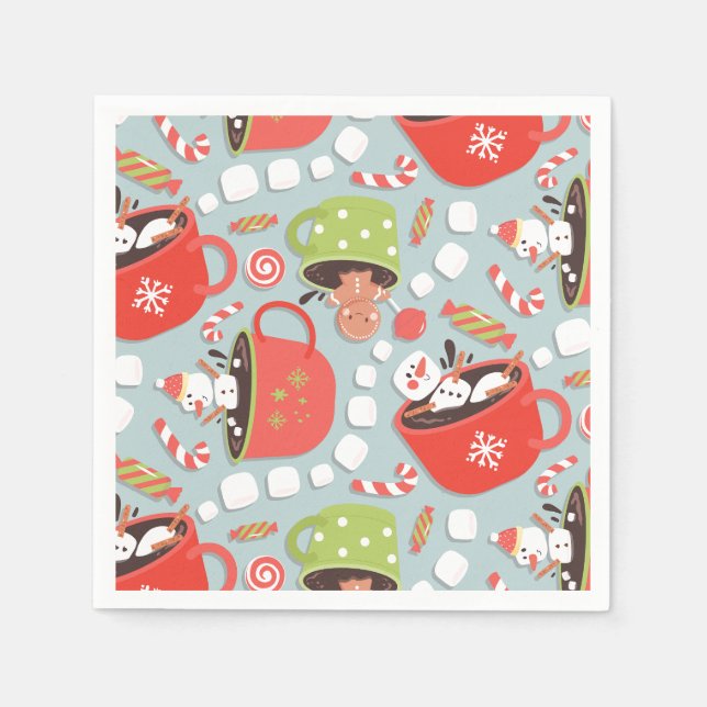 Servilleta De Papel Navidades Marshmallow Snowman Hot Cocoa (Anverso)