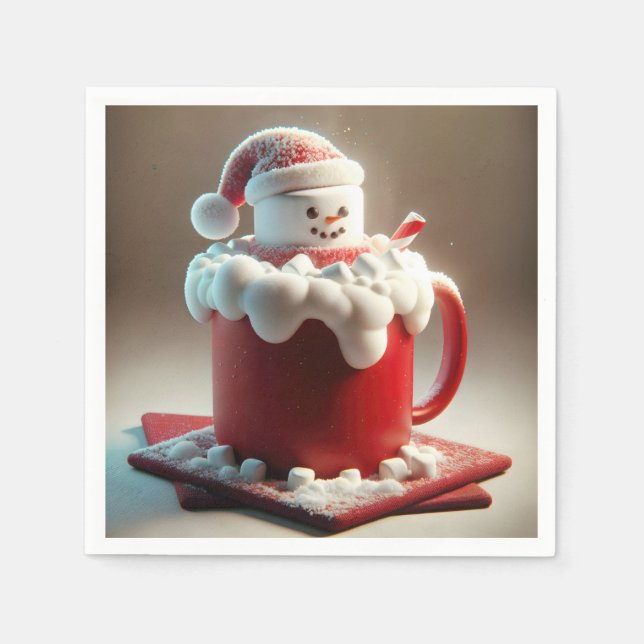 Servilleta De Papel Navidades Marshmallow Snowman In Hot Chocolate (Anverso)