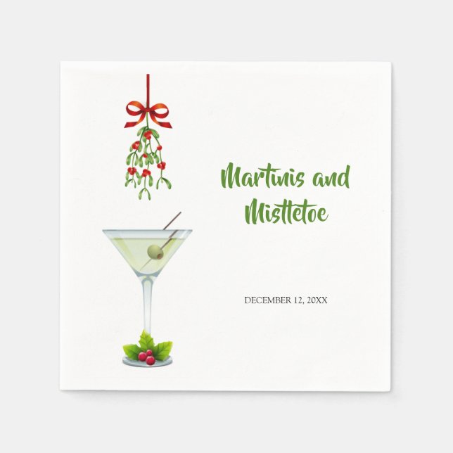 Servilleta De Papel Navidades Martinis y Mistletoe (Anverso)