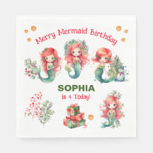 Navidades Mermaid Napkins Birthday