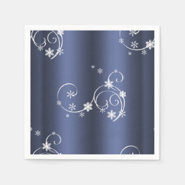 Servilleta De Papel Navidades Metálicos Verde azulados, Swirls Blancos