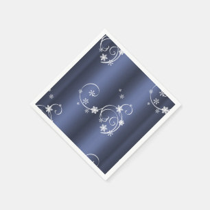 Servilleta De Papel Navidades Metálicos Verde azulados, Swirls Blancos