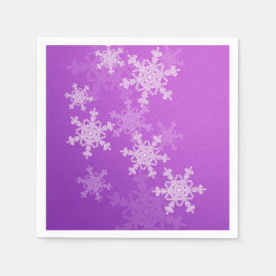 Servilleta De Papel Navidades Minimalistas con copos de nieve morado b