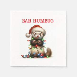 Servilleta De Papel Navidades Mischief Ferret en las luces de Navidade