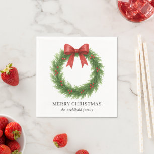 Servilleta De Papel Navidades modernos de acuarela Wreath