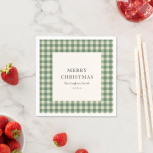 Servilleta De Papel Navidades modernos de Gingham verde Rústico