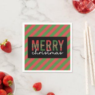 Servilleta De Papel Navidades modernos leopardo imprimen rayas verdes 