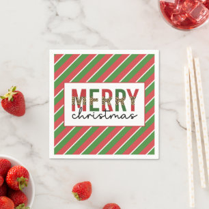 Servilleta De Papel Navidades modernos leopardo imprimen rayas verdes