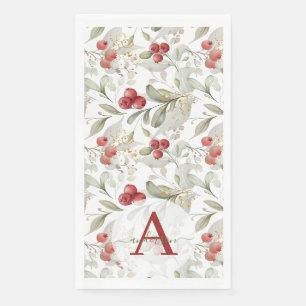 Servilleta De Papel Navidades Monogramados de las Ramas de Cranberry d