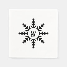 Navidades Monogramados en blanco y negro con copo 