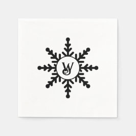 Servilleta De Papel Navidades Monogramados en blanco y negro con copo 