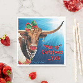 Servilleta De Papel navidades "MOO"-ey, vaca longhorn