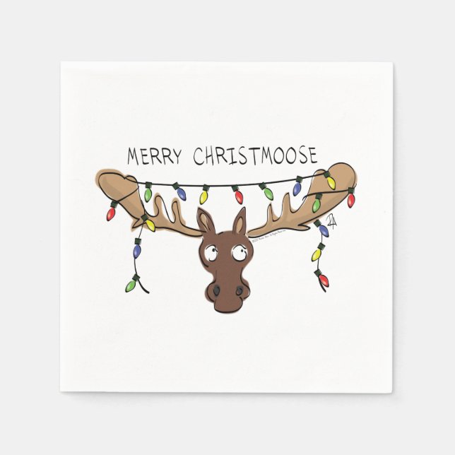 Servilleta De Papel Navidades Moose Cute Gracioso Animal de vacaciones (Anverso)