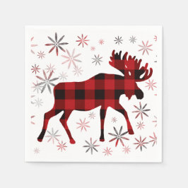 Servilleta De Papel Navidades Moose platillos rojos copos de nieve