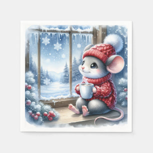 Servilleta De Papel Navidades Mouse en la ventana
