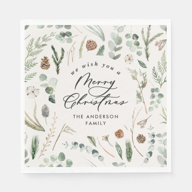 Servilleta De Papel Navidades naturales mínimo y elegante botánico (Anverso)