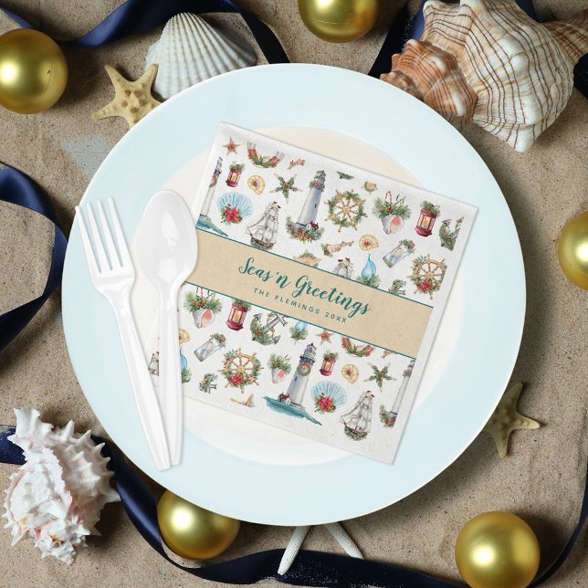 Servilleta De Papel Navidades náuticos Mares y saludos personalizados (Subido por el creador)