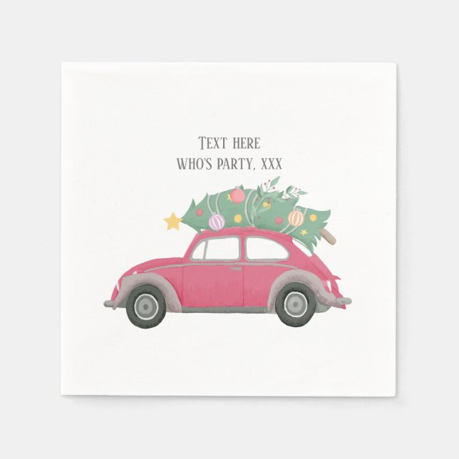 Servilleta De Papel navidades, navidad, niñera, árbol de navidad, auto (Anverso)