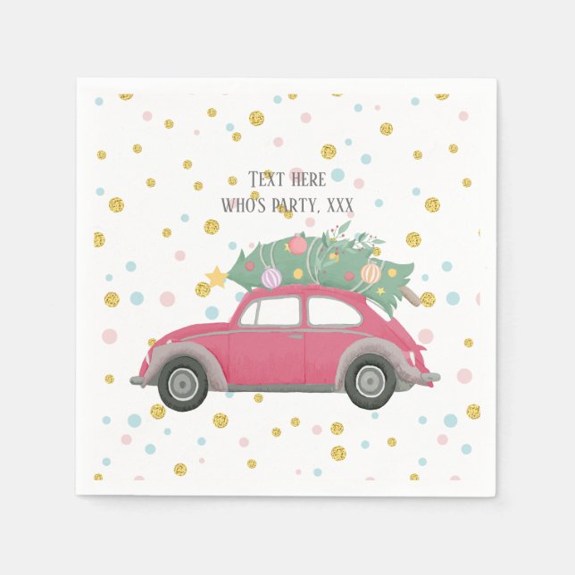 Servilleta De Papel navidades, navidad, niñera, árbol de navidad, auto (Anverso)