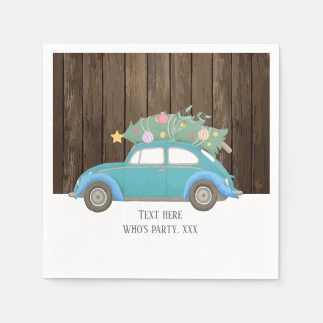 Servilleta De Papel navidades, navidad, niñera, árbol de navidad, auto (Anverso)