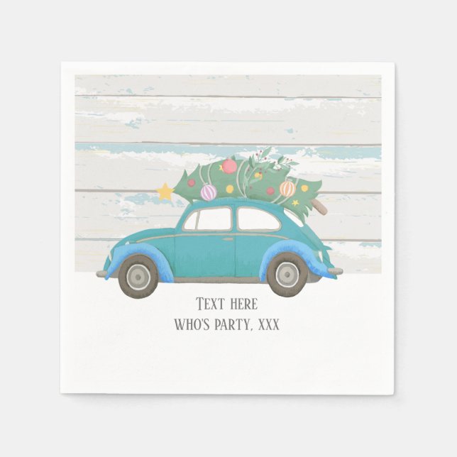 Servilleta De Papel navidades, navidad, niñera, árbol de navidad, auto (Anverso)