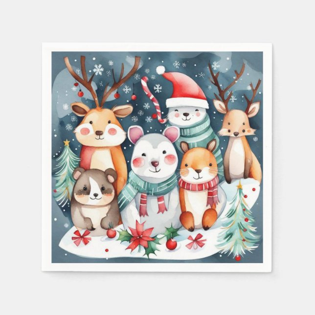 Servilleta De Papel Navidades Navidades temáticos lindos animales (Anverso)