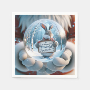 Servilleta De Papel Navidades Nieve Globe Con Conejo