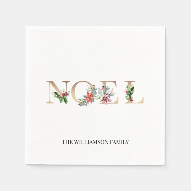 Servilleta De Papel Navidades Noel Greenery Floral Family (Anverso)