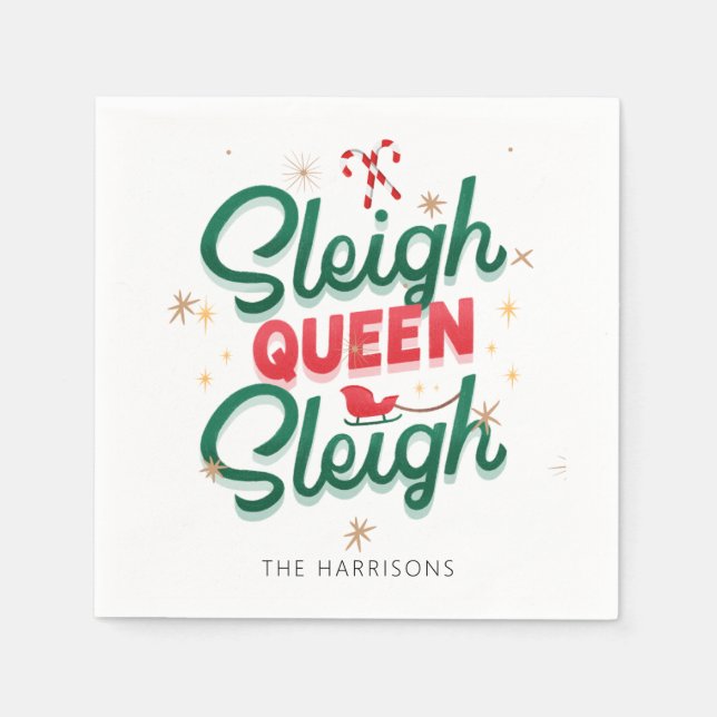 Servilleta De Papel Navidades Novedad moderna Sleigh Queen Sleigh Cita (Anverso)