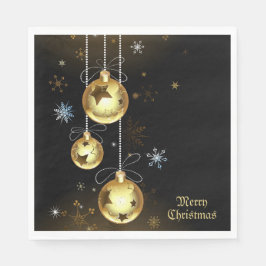 Servilleta De Papel Navidades Ornamentos dorados Estrellas brillantes 
