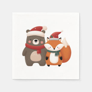 Servilleta De Papel Navidades/Oso blanco invernal y Fox