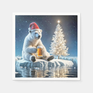 Servilleta De Papel Navidades Oso Polar Con Cerveza