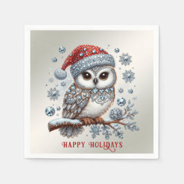 Servilleta De Papel Navidades Owl Holiday Napkin
